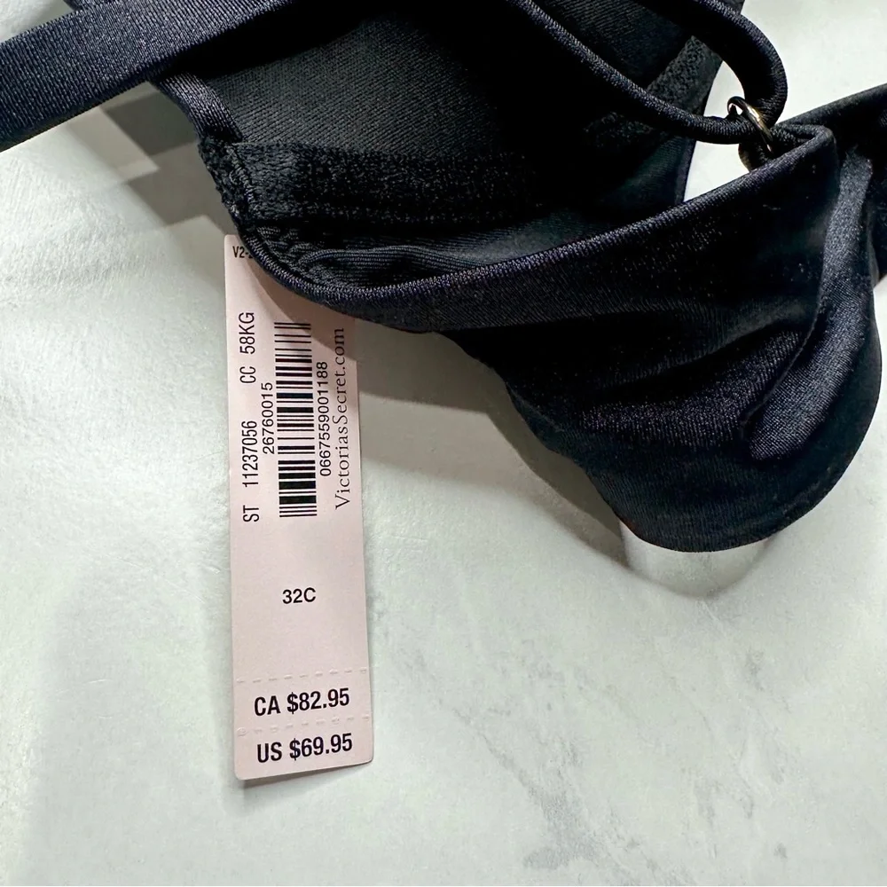 VS Very Sexy Shine Trim Push-Up Bikini Top Black 32C - Picture 7 of 9